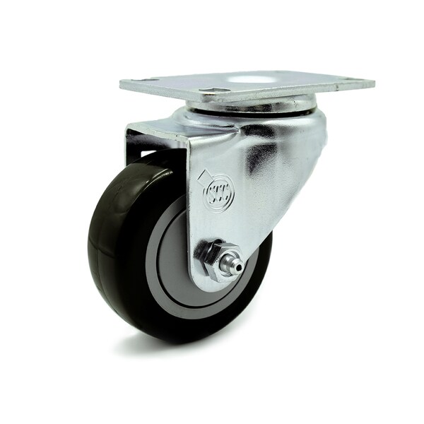 Service Caster 3.5 Inch Black Polyurethane Wheel Swivel Top Plate Caster SCC-20S3514-PPUB-BLK - main